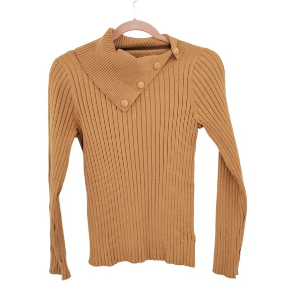 Vintage Liz Claiborne Womens Sweater Button Collar Tan Brown Size Small - Picture 1 of 5